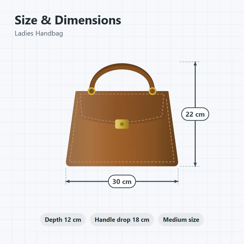 Ladies Handbag: size and dimensions