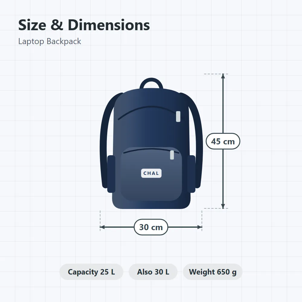 Laptop Backpack: size and dimensions