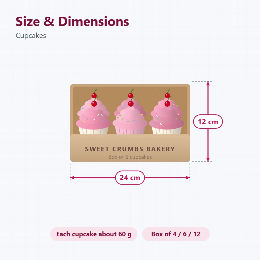 Cupcakes: size and dimensions