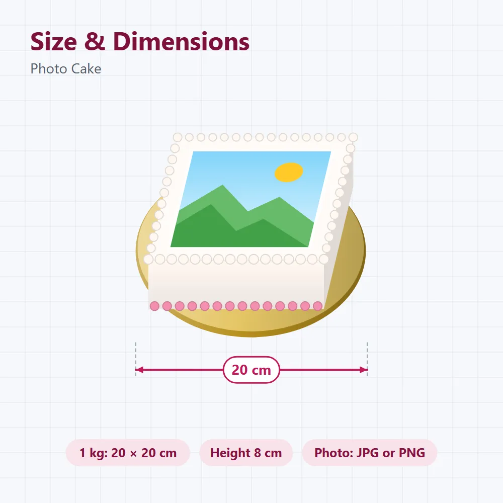 Photo Cake: size and dimensions