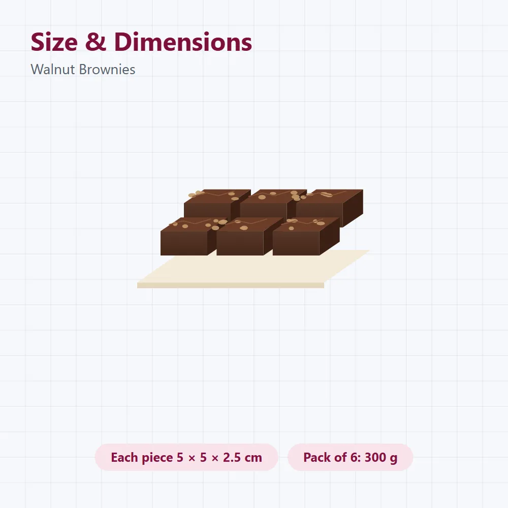 Walnut Brownies: size and dimensions