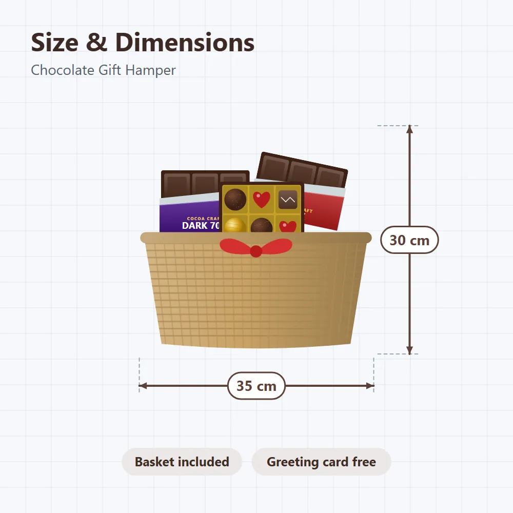 Chocolate Gift Hamper: size and dimensions