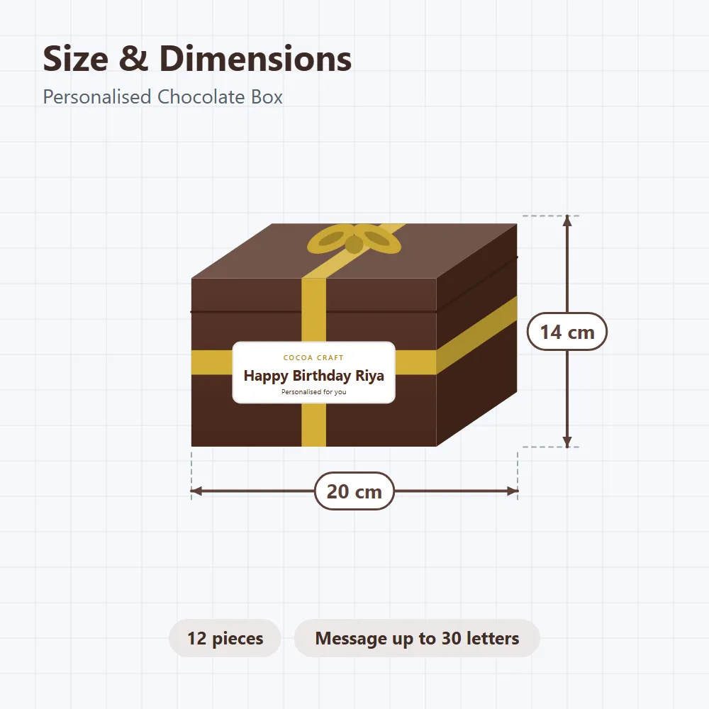 Personalised Chocolate Box: size and dimensions