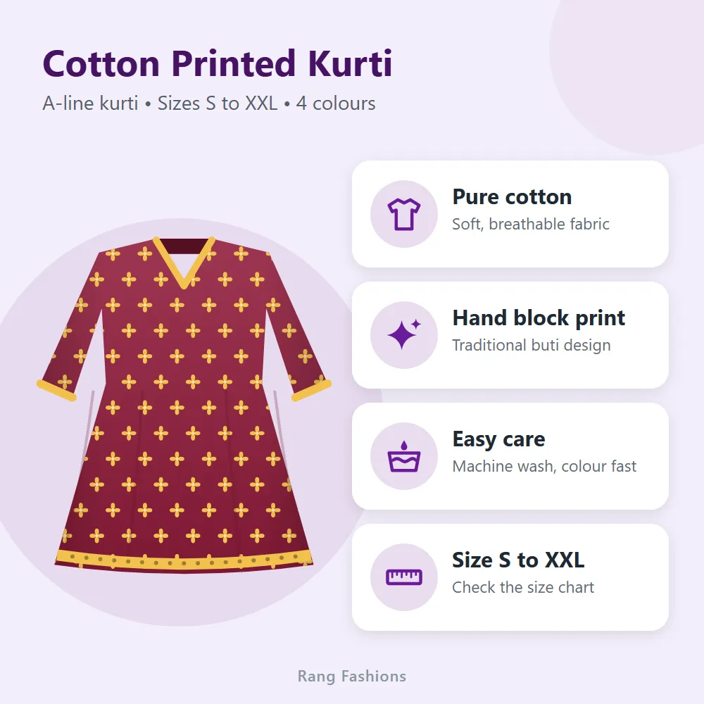 Cotton Printed Kurti: features