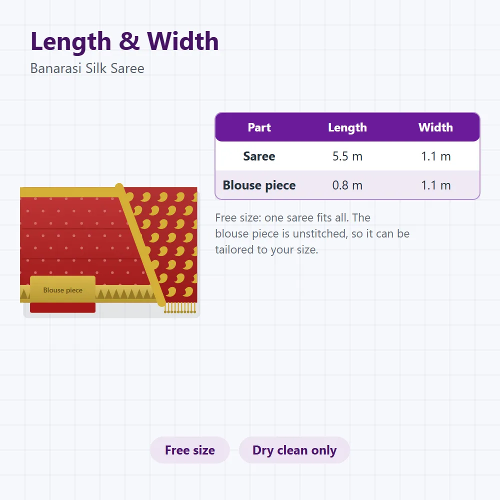 Banarasi Silk Saree: size and dimensions
