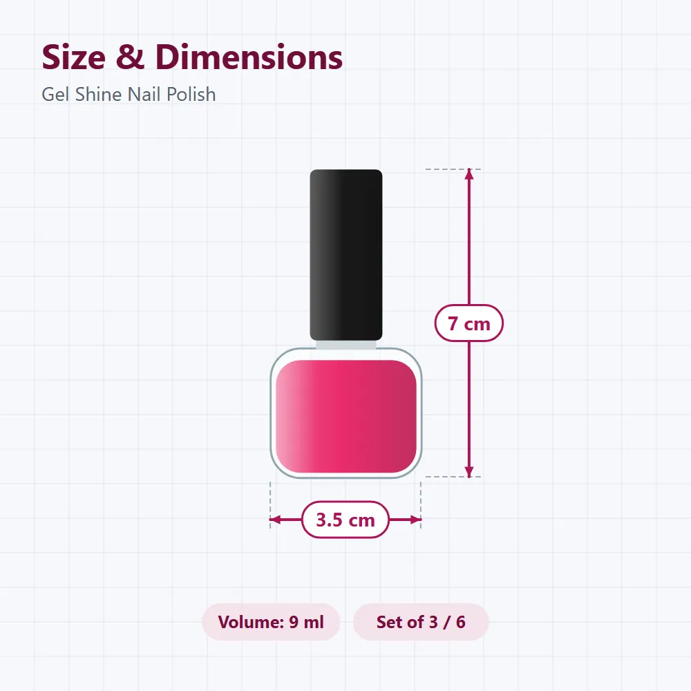 Gel Shine Nail Polish: size and dimensions