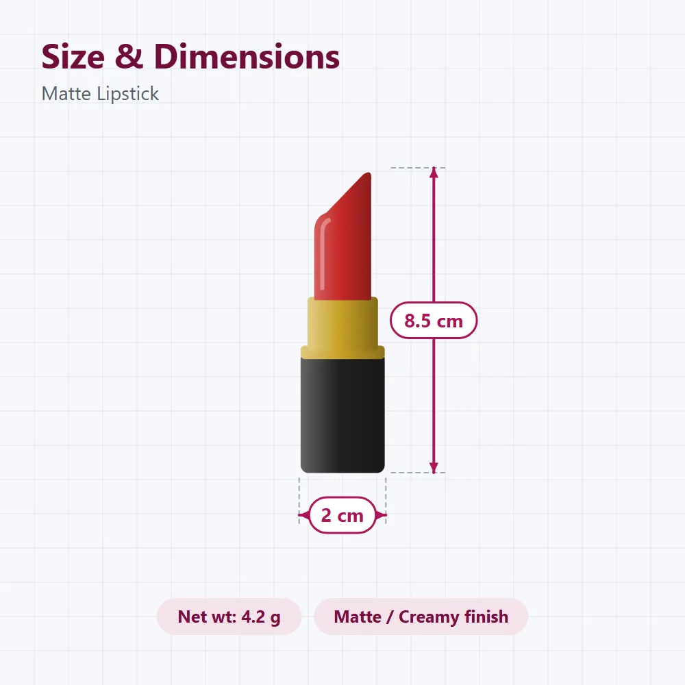 Matte Lipstick: size and dimensions