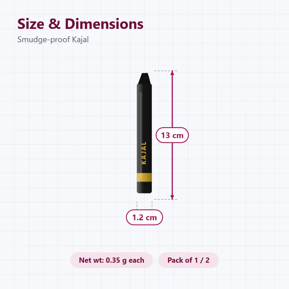 Smudge-proof Kajal: size and dimensions