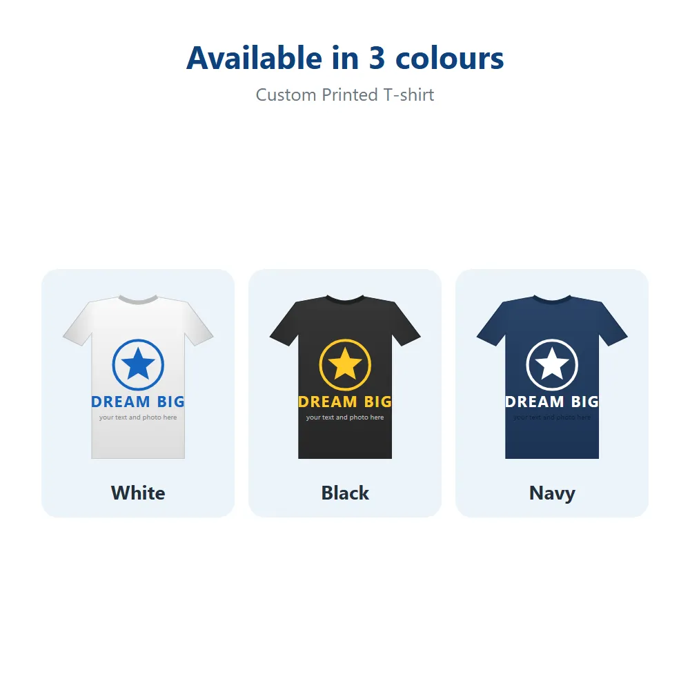 Custom Printed T-shirt: all options