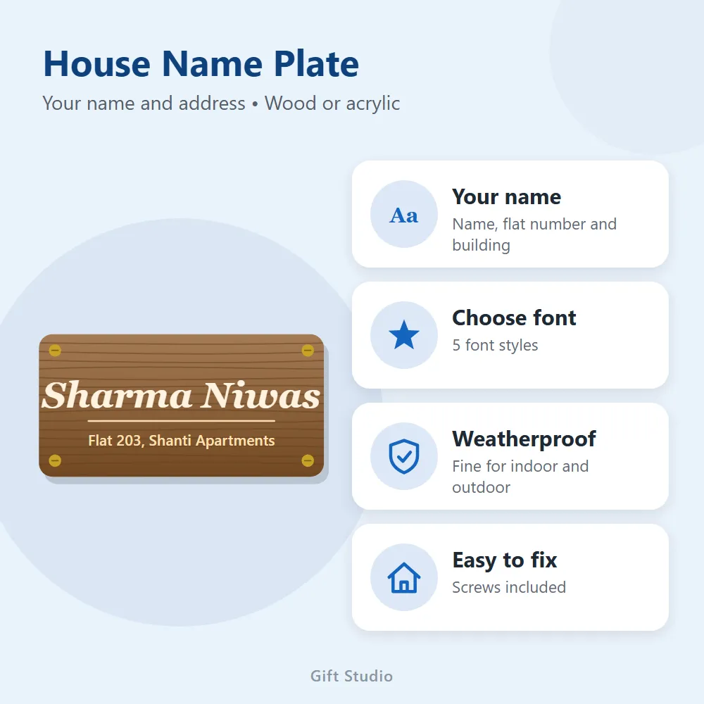 House Name Plate: features