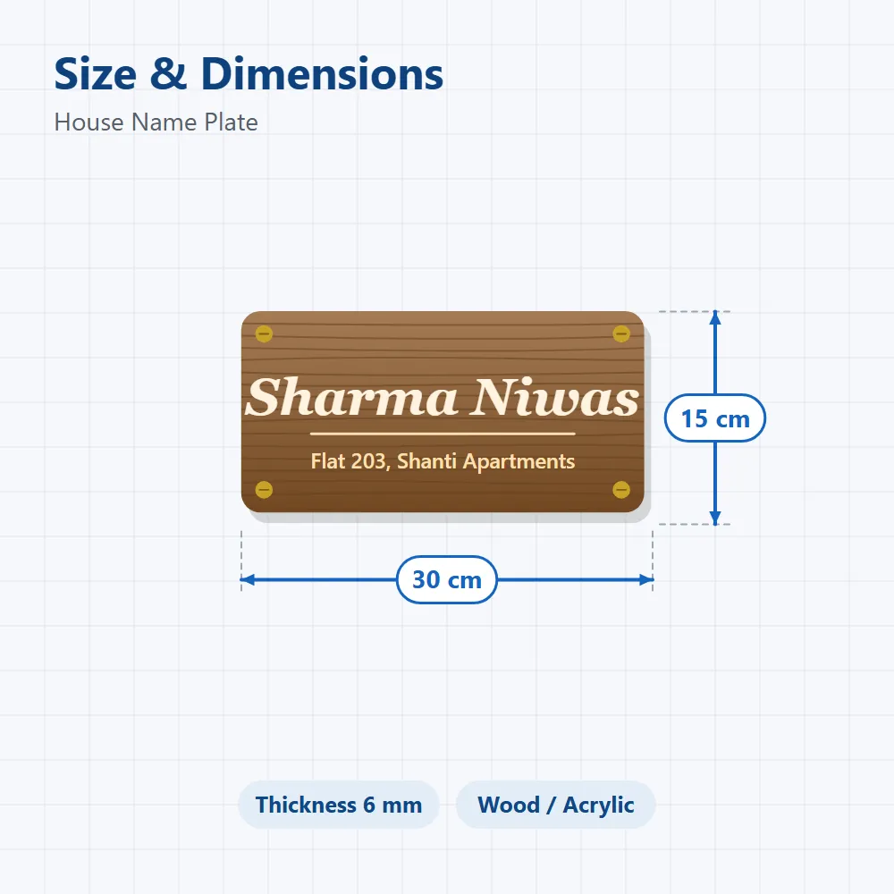 House Name Plate: size and dimensions