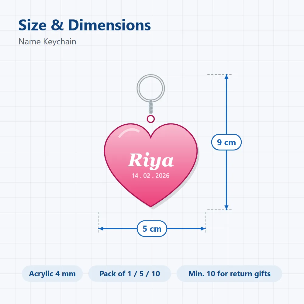 Name Keychain: size and dimensions