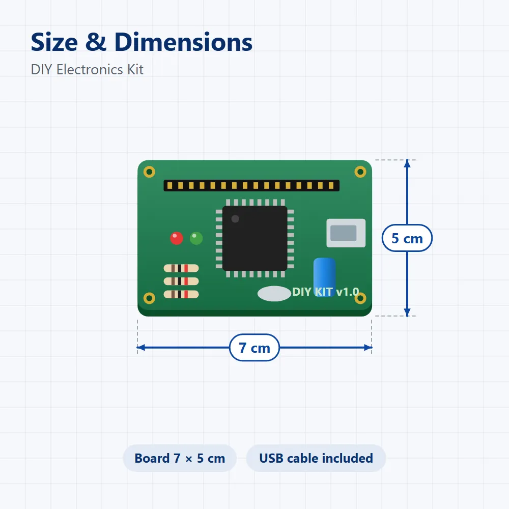 DIY Electronics Kit: size and dimensions