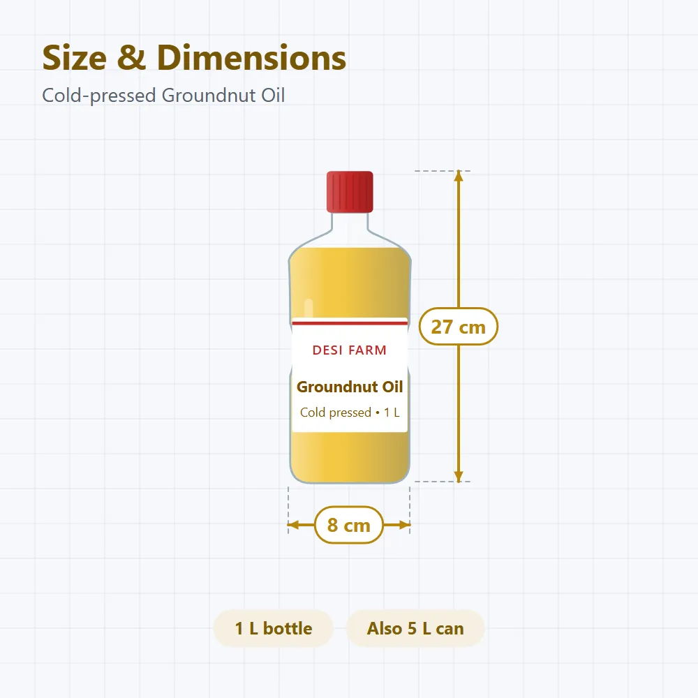 Cold-pressed Groundnut Oil: size and dimensions