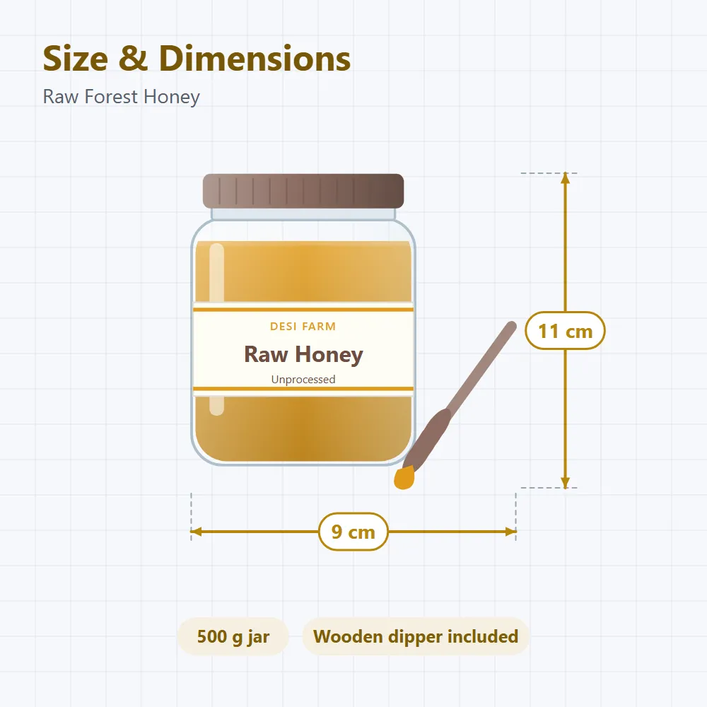 Raw Forest Honey: size and dimensions