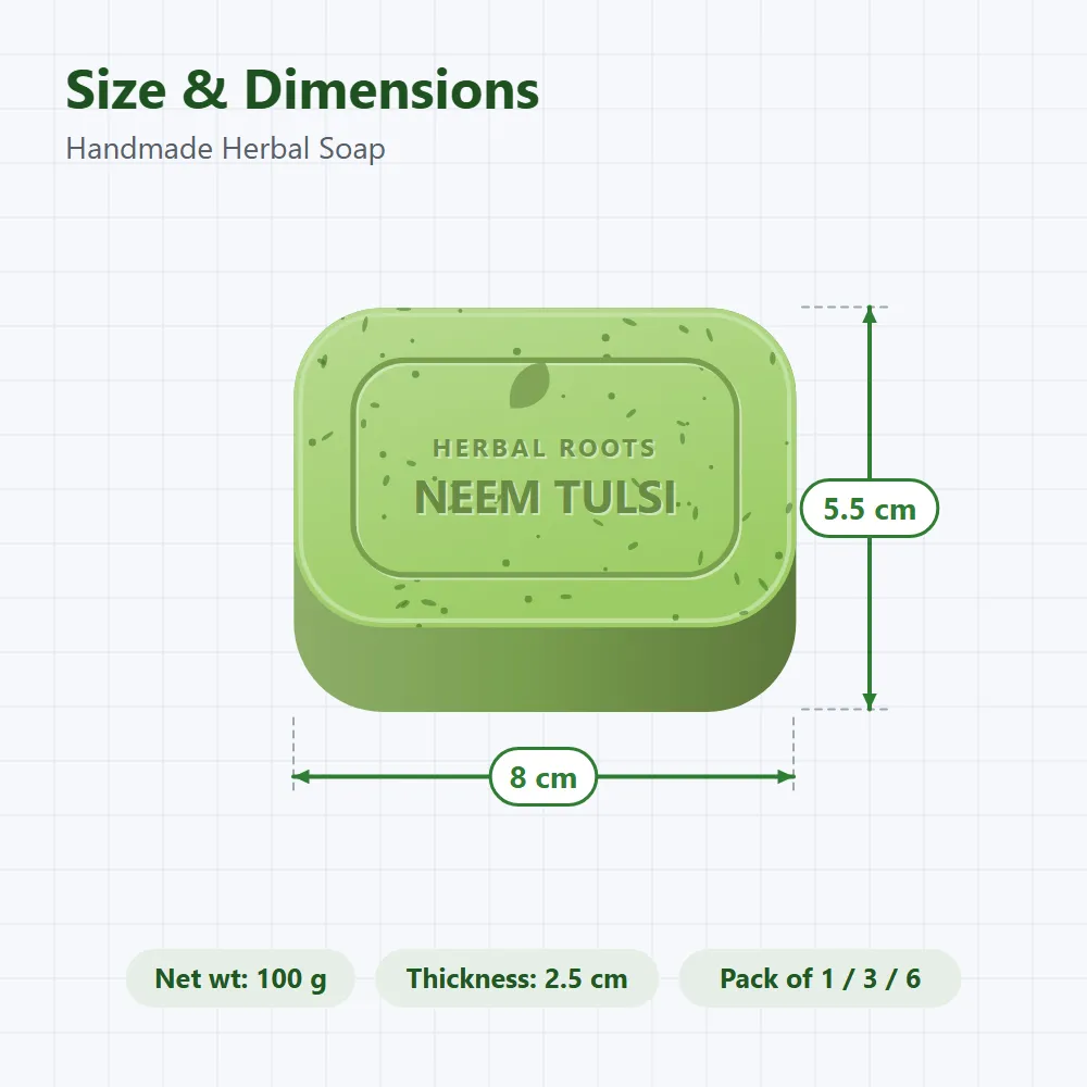 Handmade Herbal Soap: size and dimensions