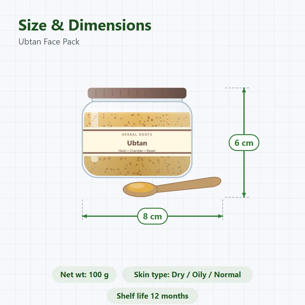 Ubtan Face Pack: size and dimensions