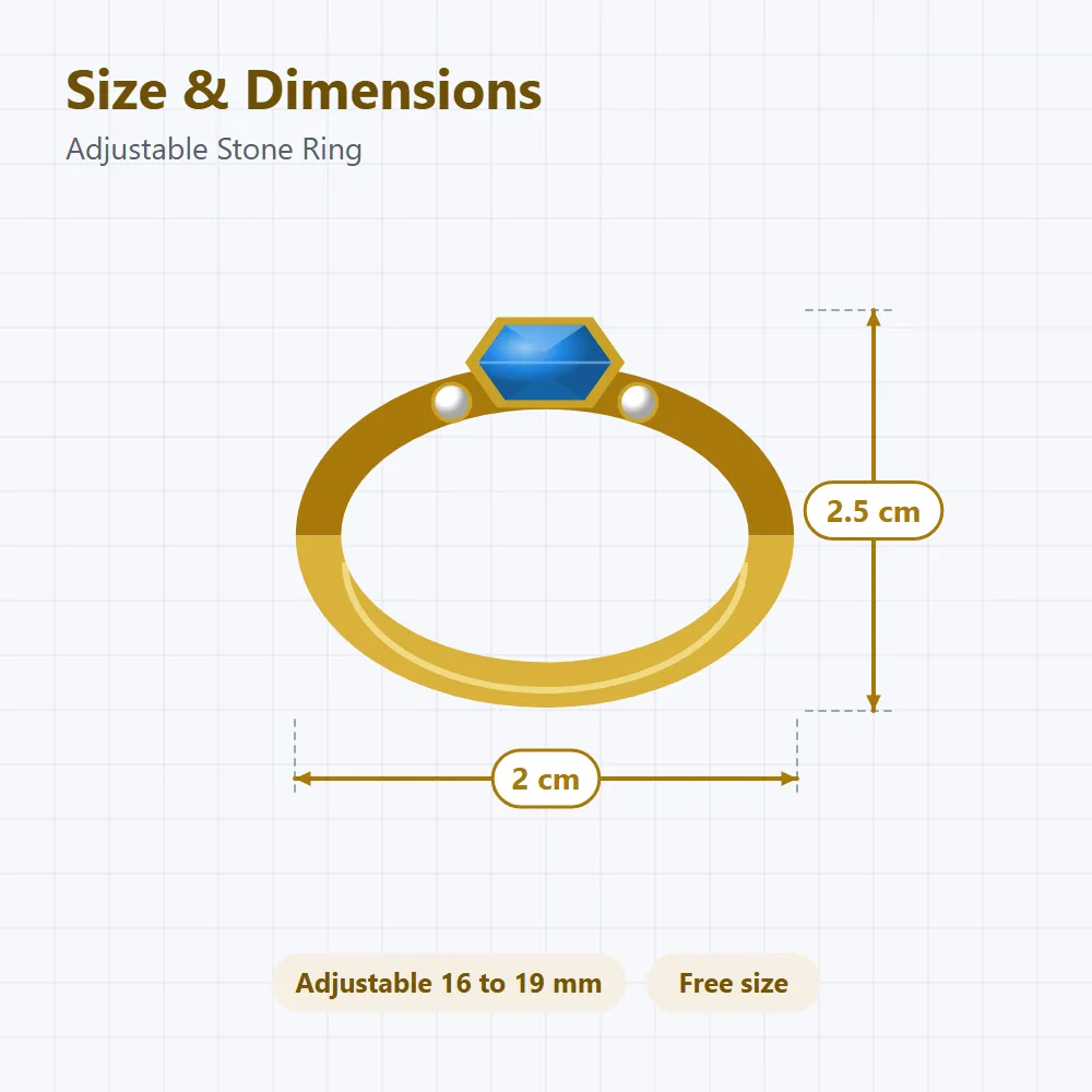 Adjustable Stone Ring: size and dimensions