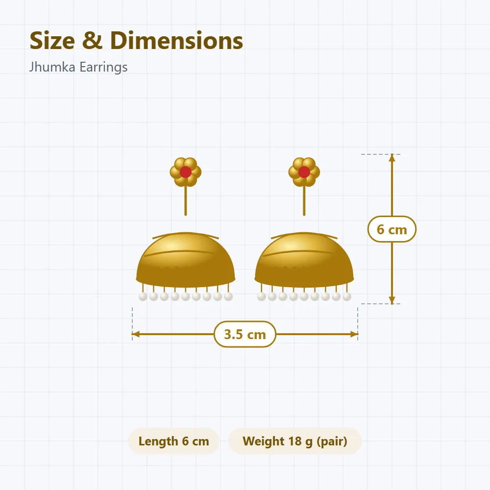 Jhumka Earrings: size and dimensions