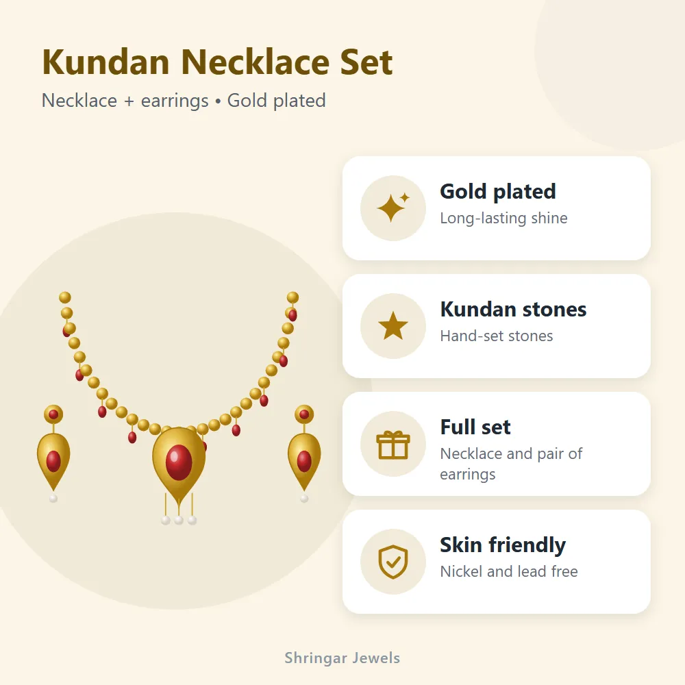 Kundan Necklace Set: features