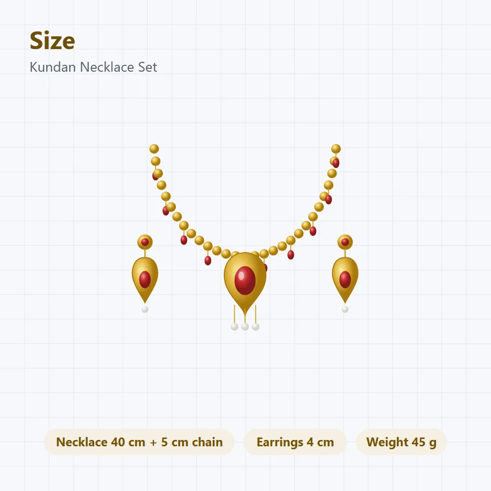 Kundan Necklace Set: size and dimensions