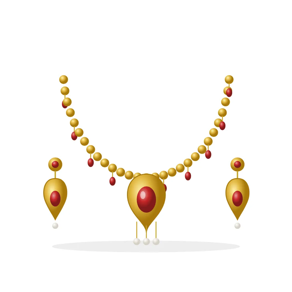 Kundan Necklace Set: Ruby Red