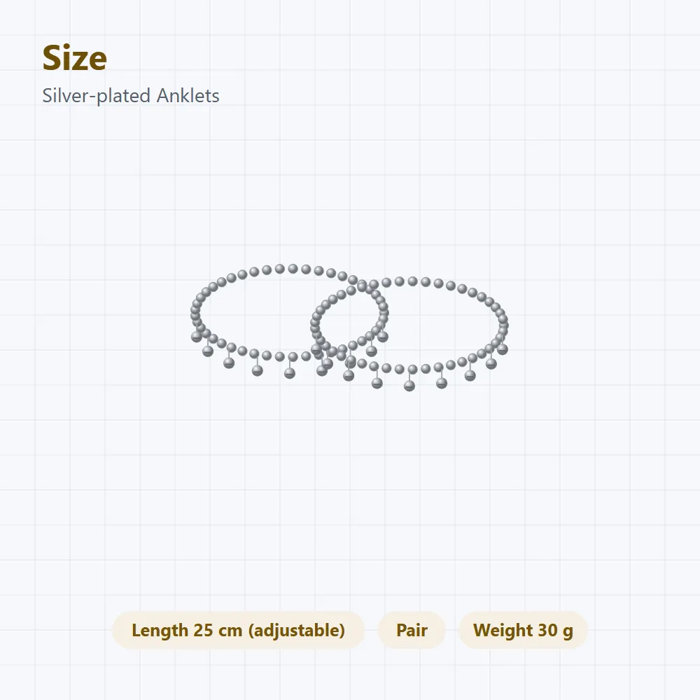 Silver-plated Anklets: size and dimensions