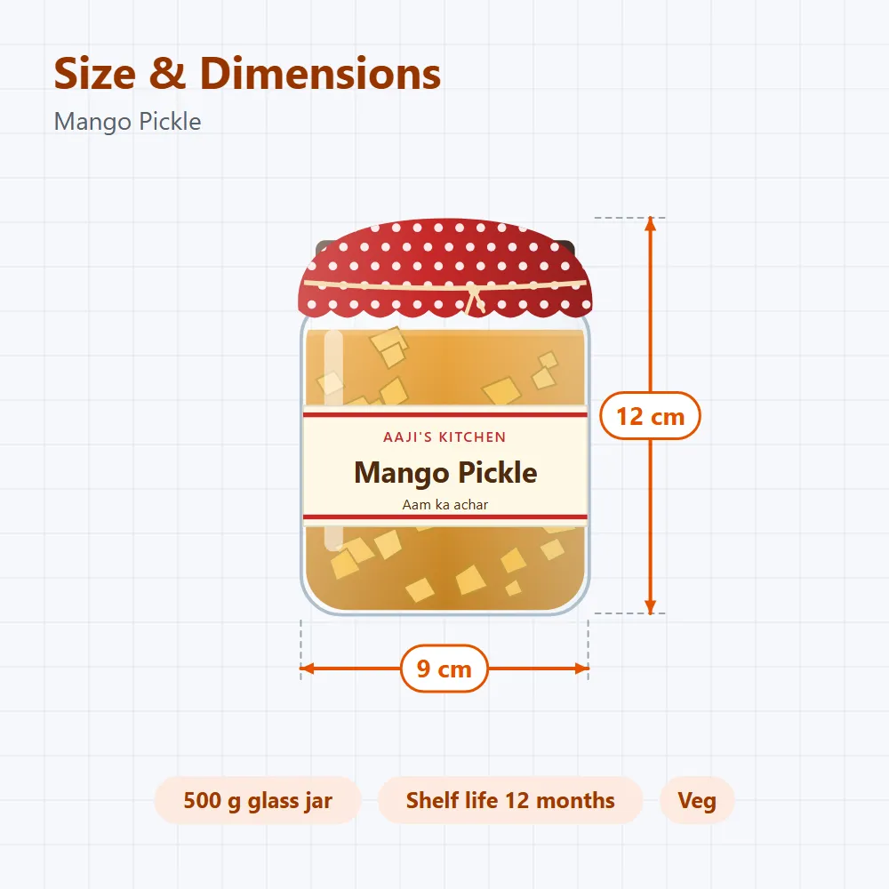 Mango Pickle: size and dimensions